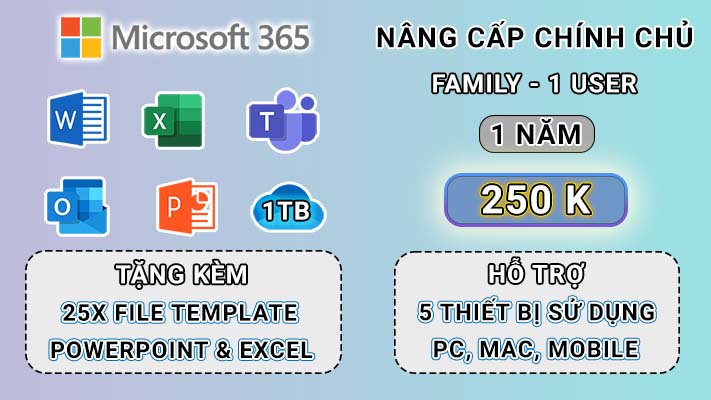 Nâng Cấp Tài Khoản Office 365 Family