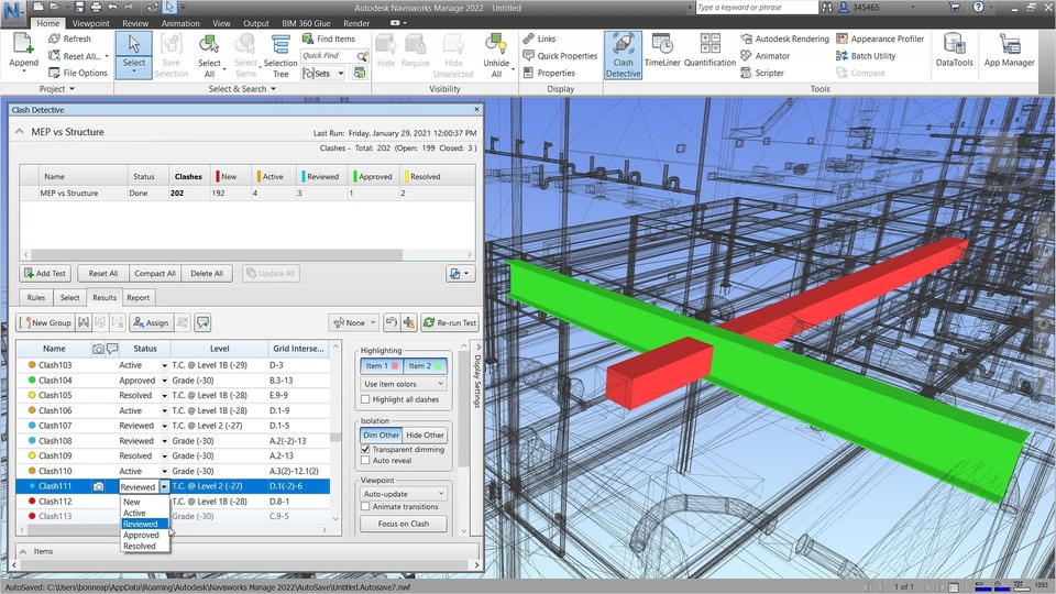 Va chạm xung đột navisworks