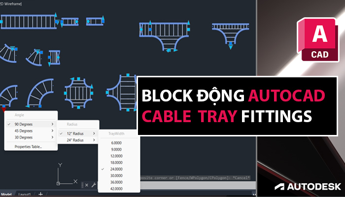 Block động Autocad Cable Tray Fittings