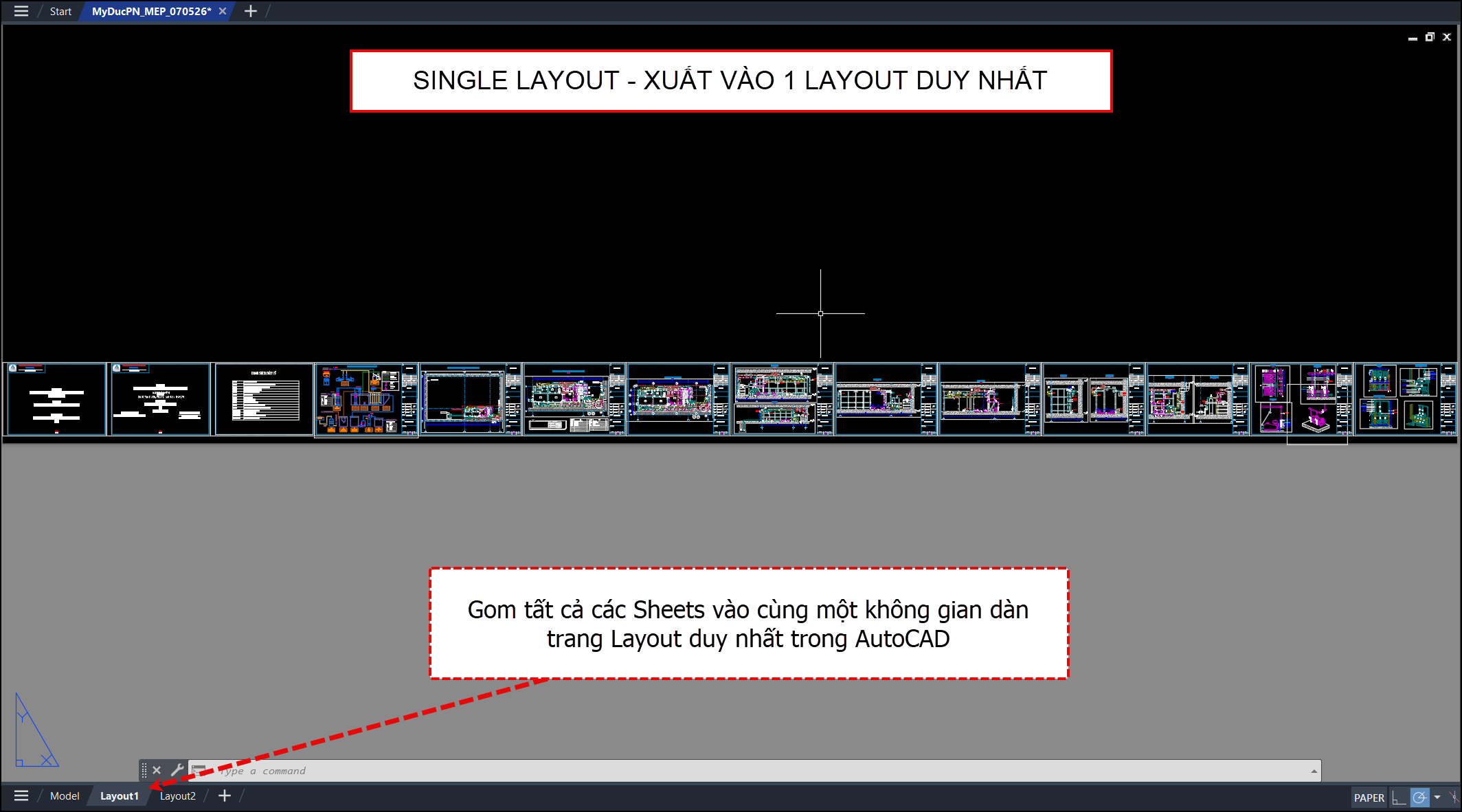 Xuat Revit sang AutoCad - Vào một Layout