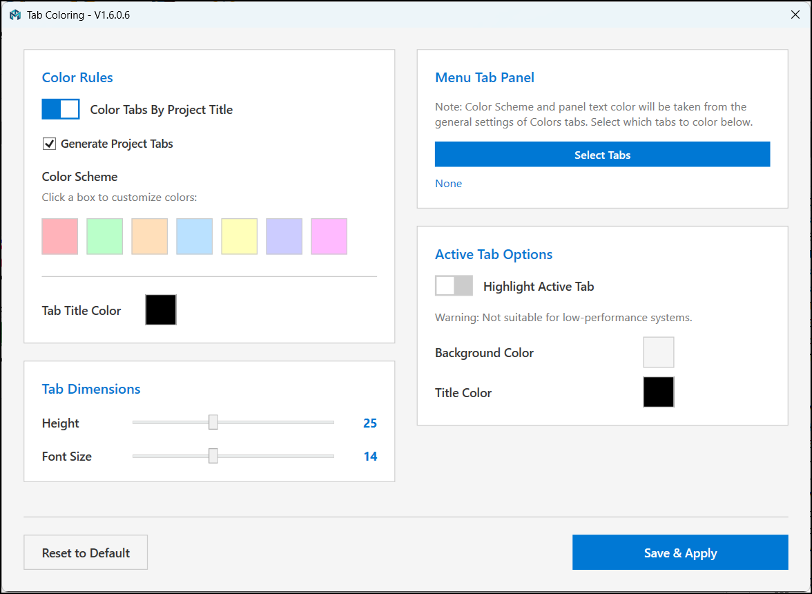 Color Tab - Plugin Revit Mlabs