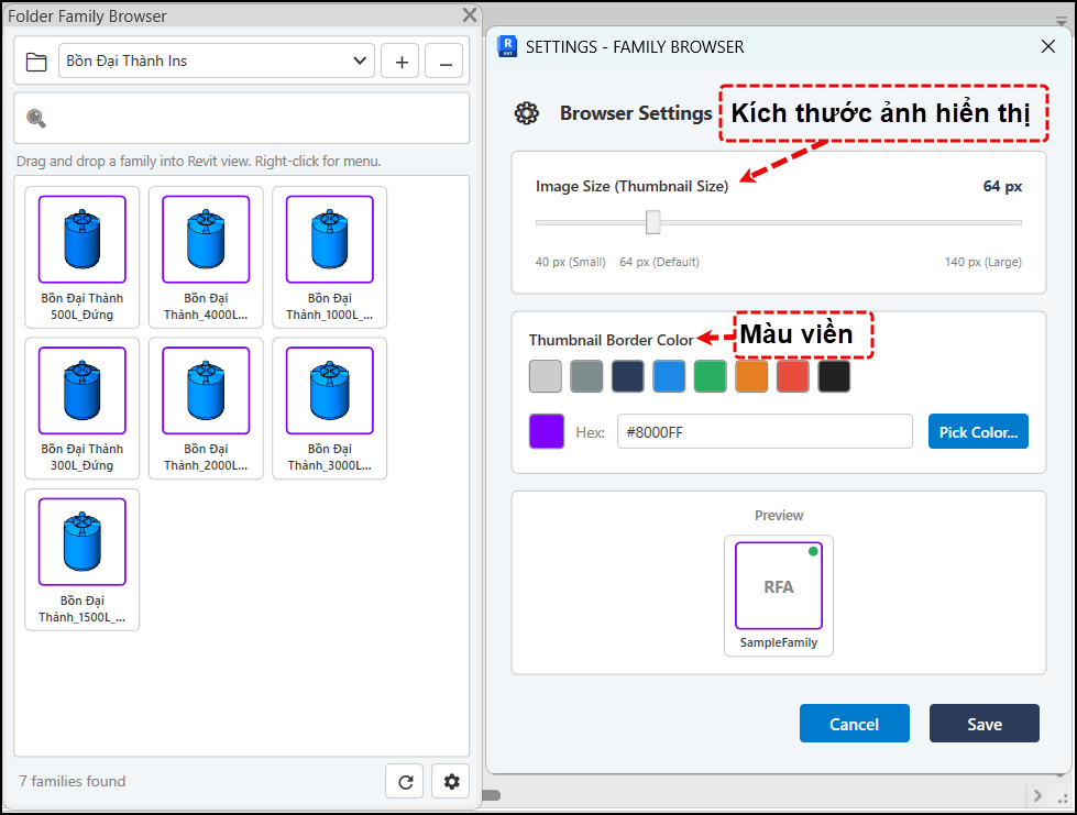 Plugin Revit - Family browser - Hỗ trợ tìm kiếm và quản lý family nội bộ