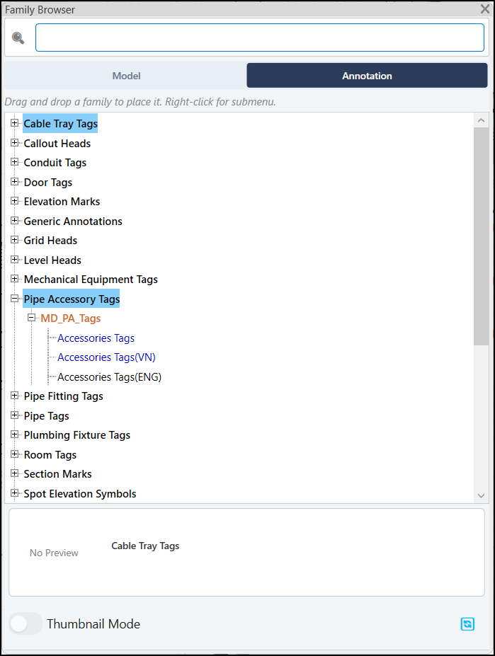 Plugin Revit - Family browser - Hỗ trợ tìm kiếm và quản lý family_2D Fml Tab