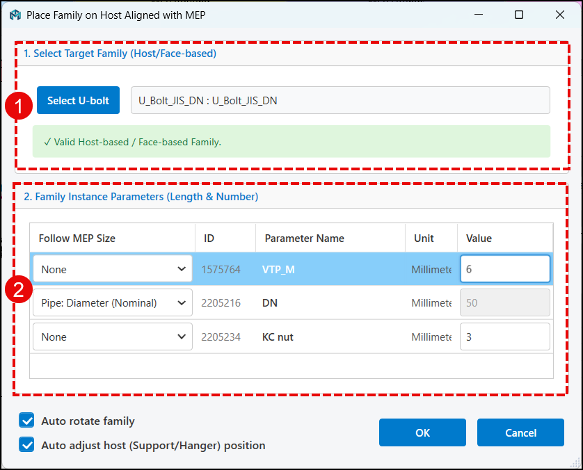 Plugin Revit Mep - MEP Family - Hỗ trợ đặt U Bolts