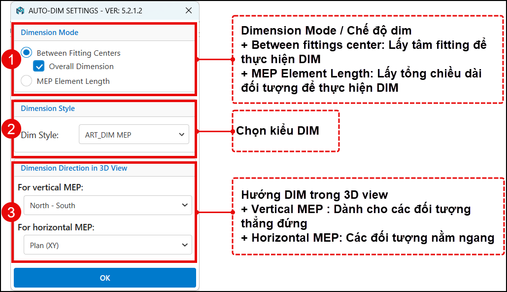 Plugin Revit MEP-Quickdim-Settings