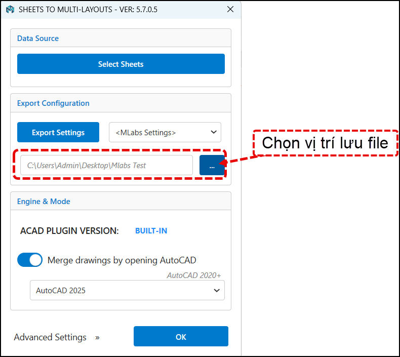 Plugin Revit Xuat Cad - Chon vi tri luu file