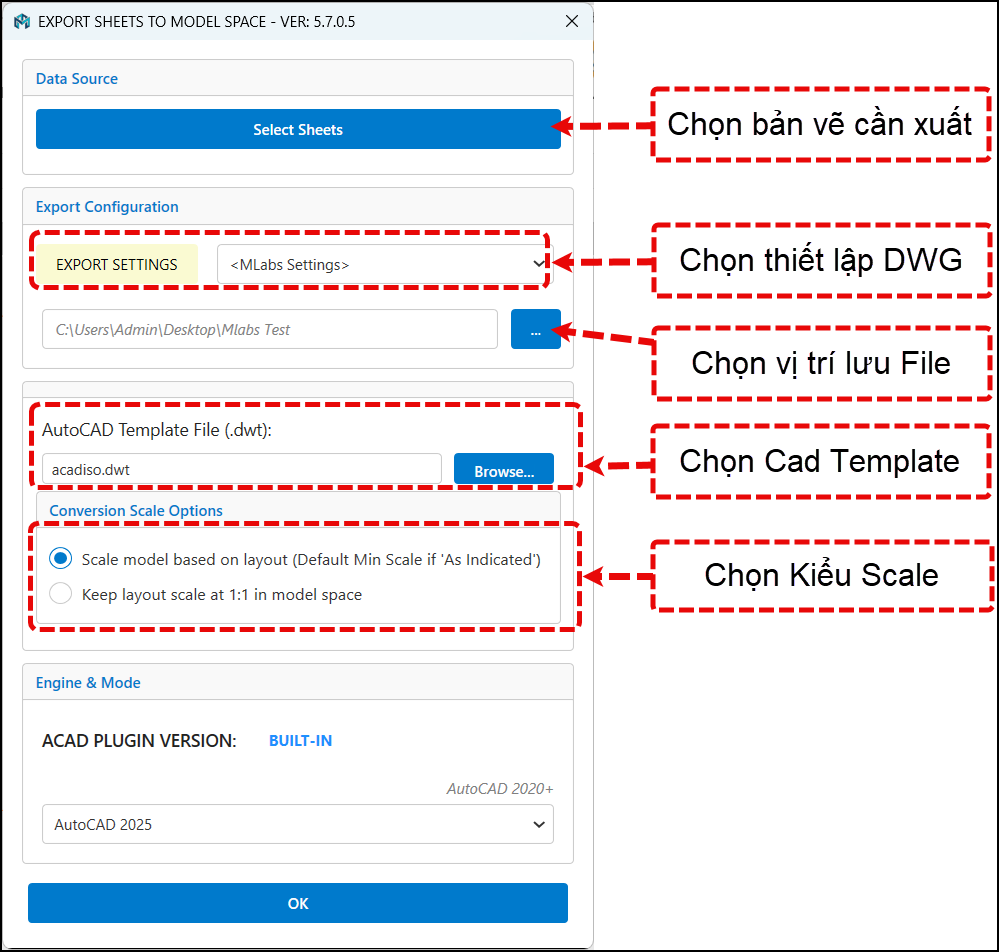 Plugin Revit Xuat Cad - Giao diện Model Space