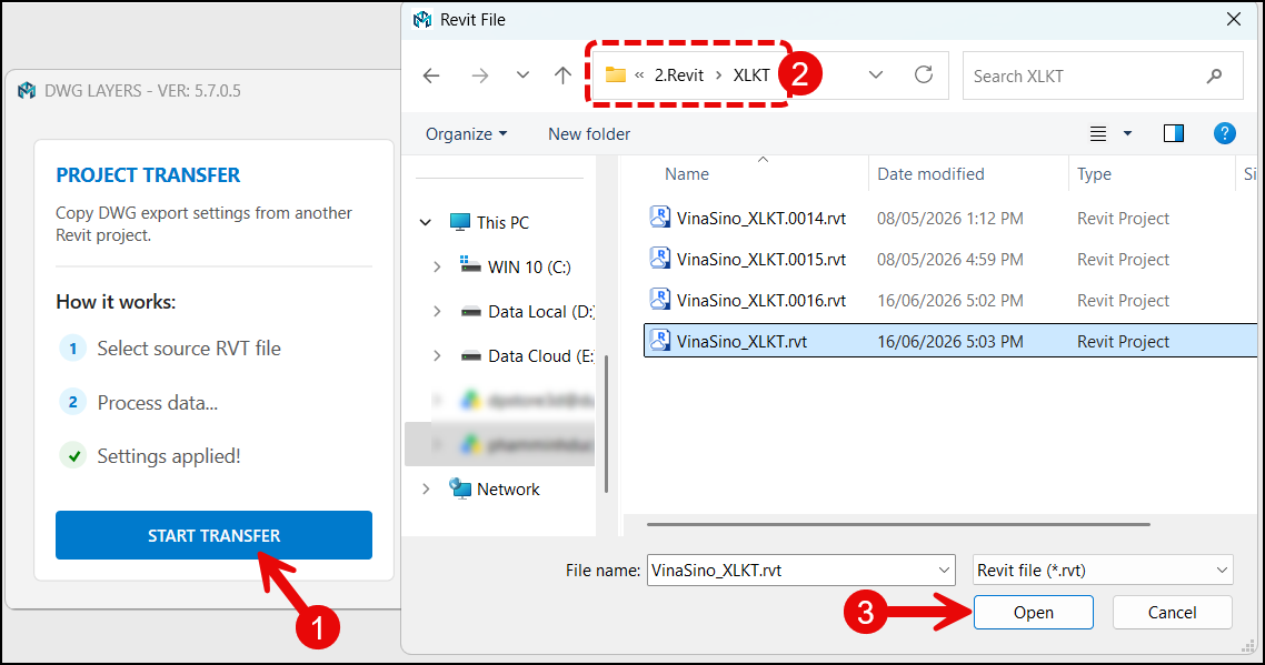 Plugin Revit Xuat Cad-Project Transfer Setting