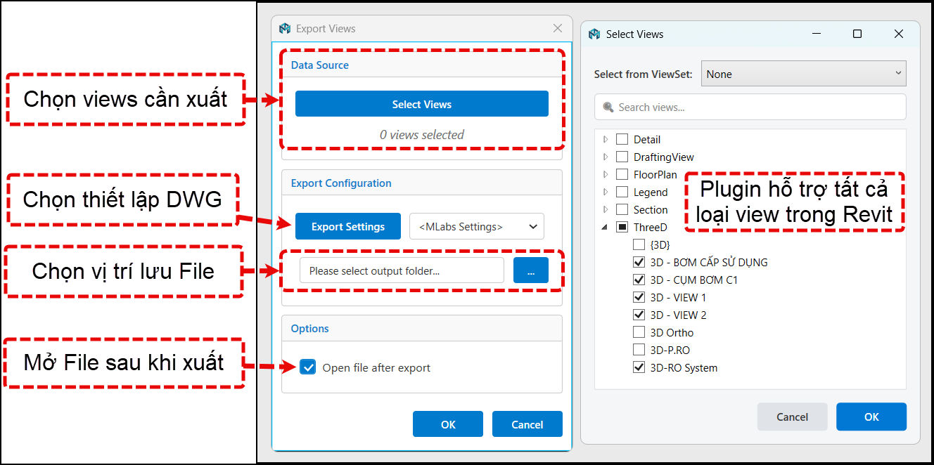 Plugin Revit Xuat Cad-Thiet Lap Xuat Views sang AutoCAD